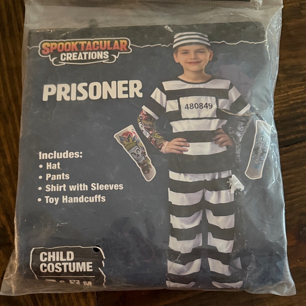 Spooktacular Creations Black and White Prisoner Costume for Kids (M)